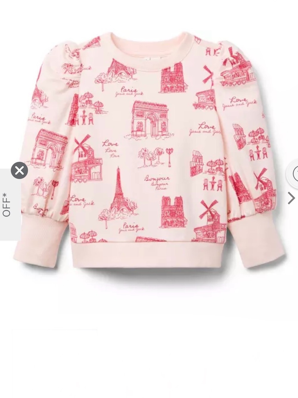 Janice and Jack Paris Puff Sleeve Sweatshirt Sz 10